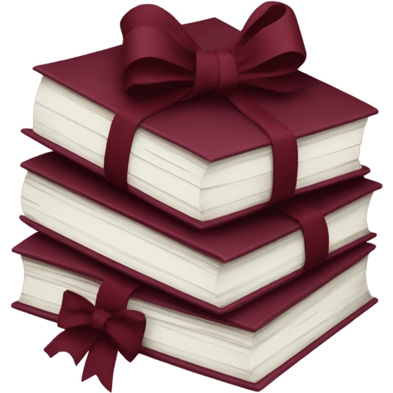 burgundy books stacked up and tied together by a burgundy bow emoji