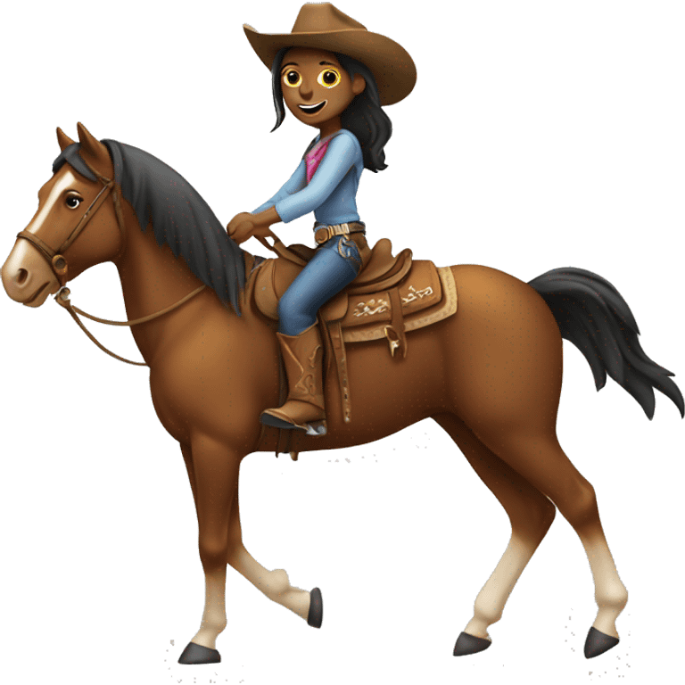 Girl with a cowboy hat riding a horse  emoji