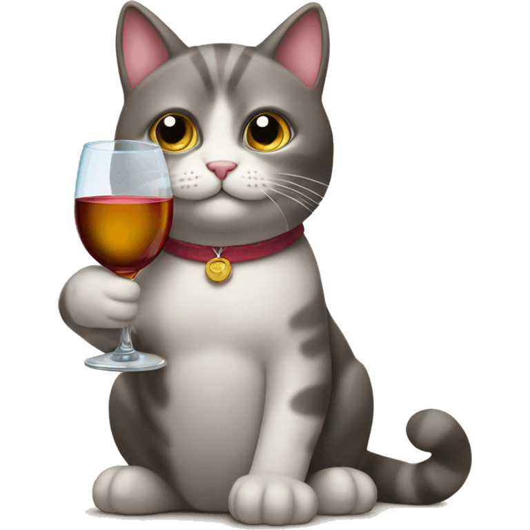 Un gato con una copa de vino emoji