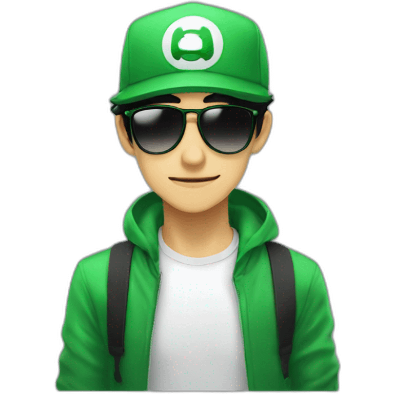 Fernanfloo With Luigi Hat And Sunglasses emoji