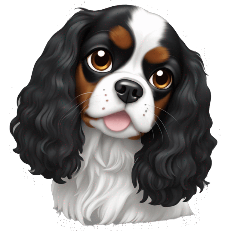 dog black and white cavalier king charles spaniel emoji