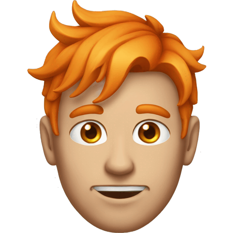 orange hair, man with one devil horn, scar accross left eye emoji