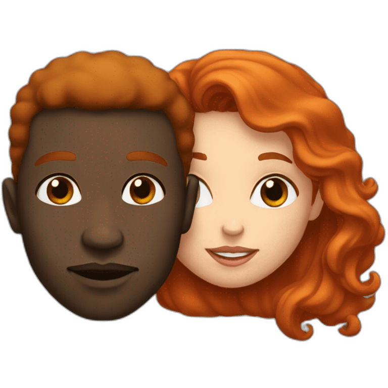 black man with black hear and a redhead kissing emoji