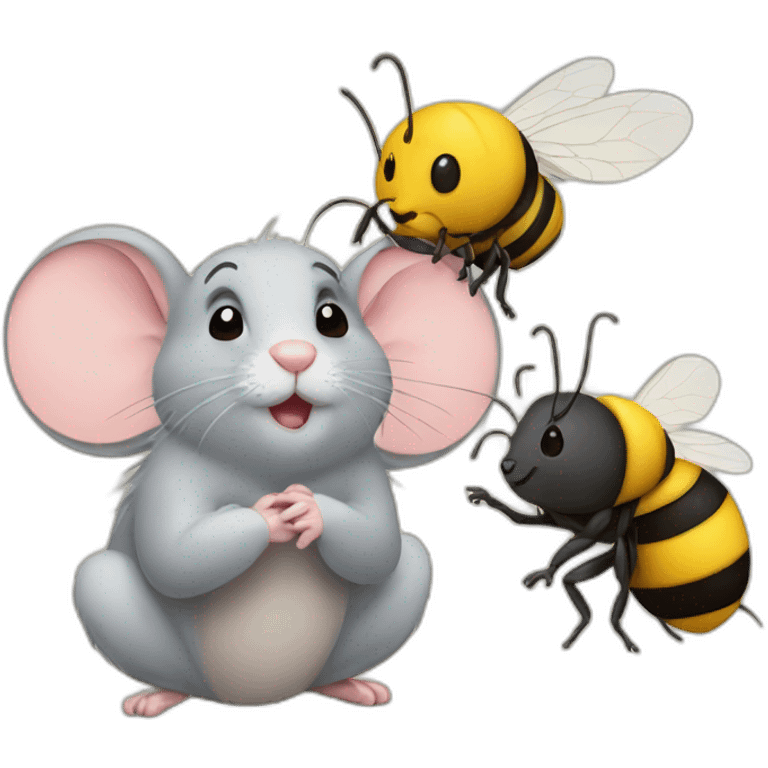 Mouse and bee emoji