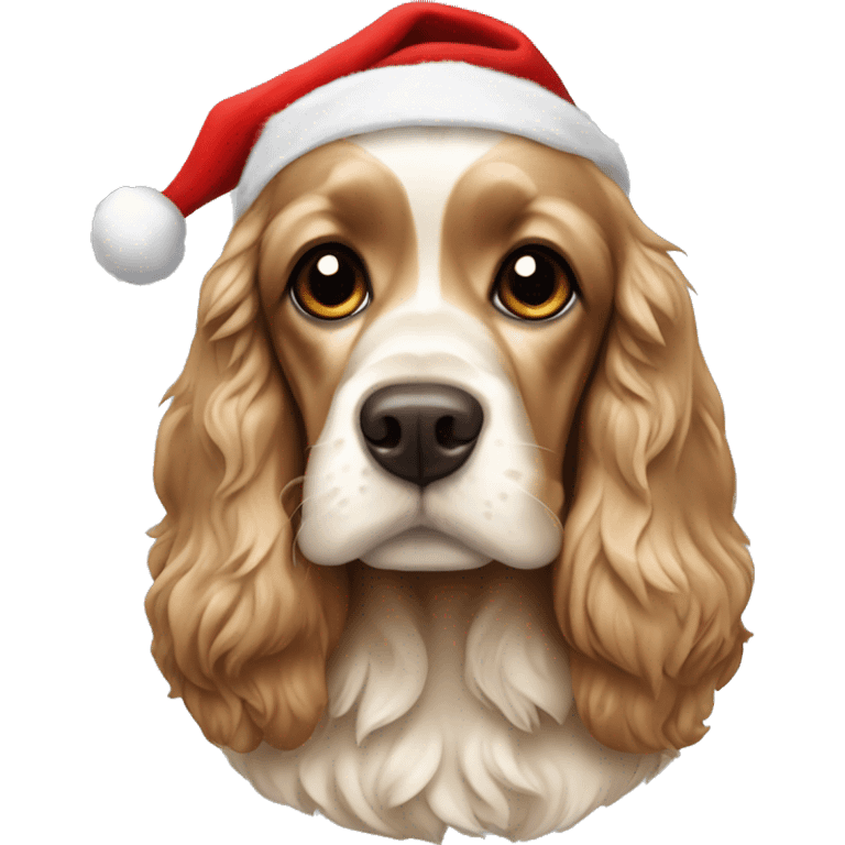 Cocker spaniel with Santa hat emoji