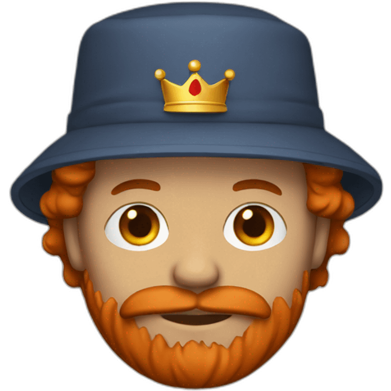 Man with red beard crown bucket hat emoji