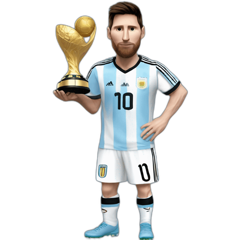 messi con la camiseta de argentina y la copa emoji