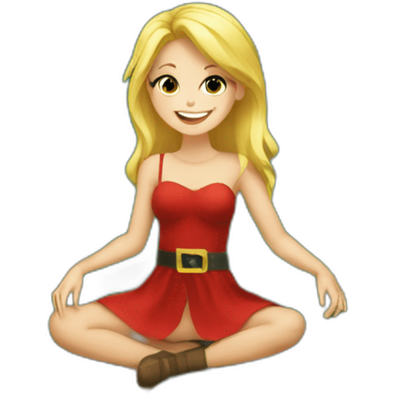 blonde christmas girl sitting on coins emoji