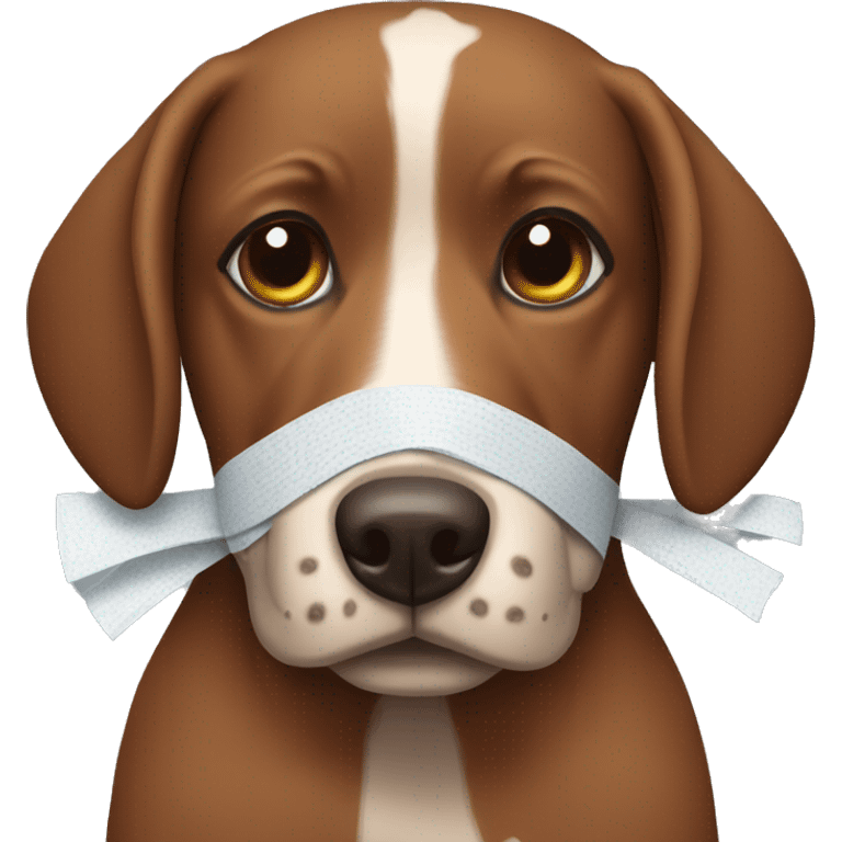 Brown dog wearing bandages emoji