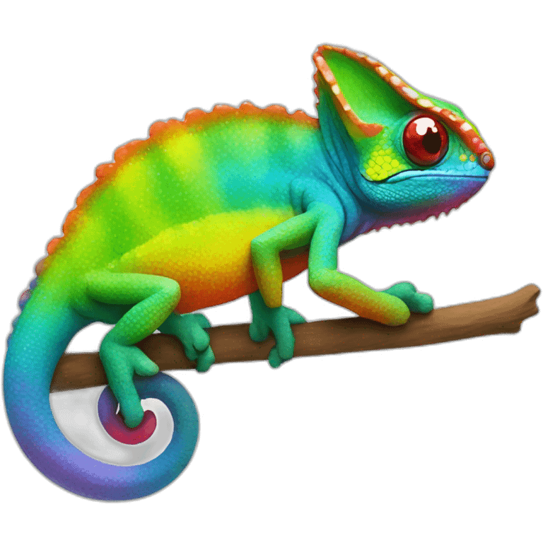 rainbow chameleon with paint emoji