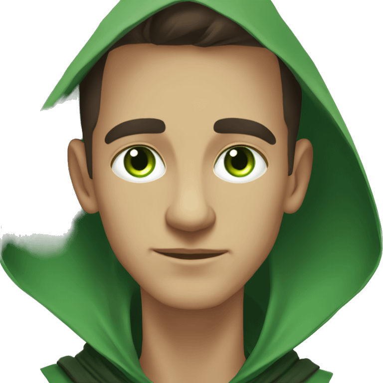 A Seer, Bright Green Eyes, Engmatic, Dark Cloak, Abstract, Light Skin, Male emoji