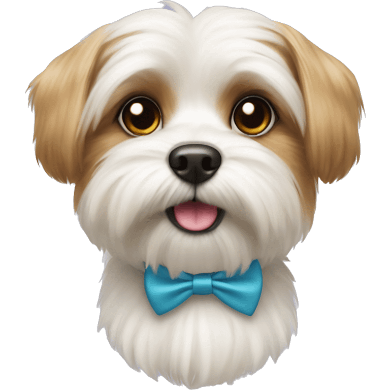 white shorkie dog with a bowtie emoji