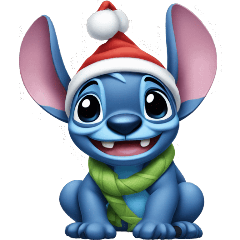 make an cute emoji of the disney character stitch wearing a santa hat emoji