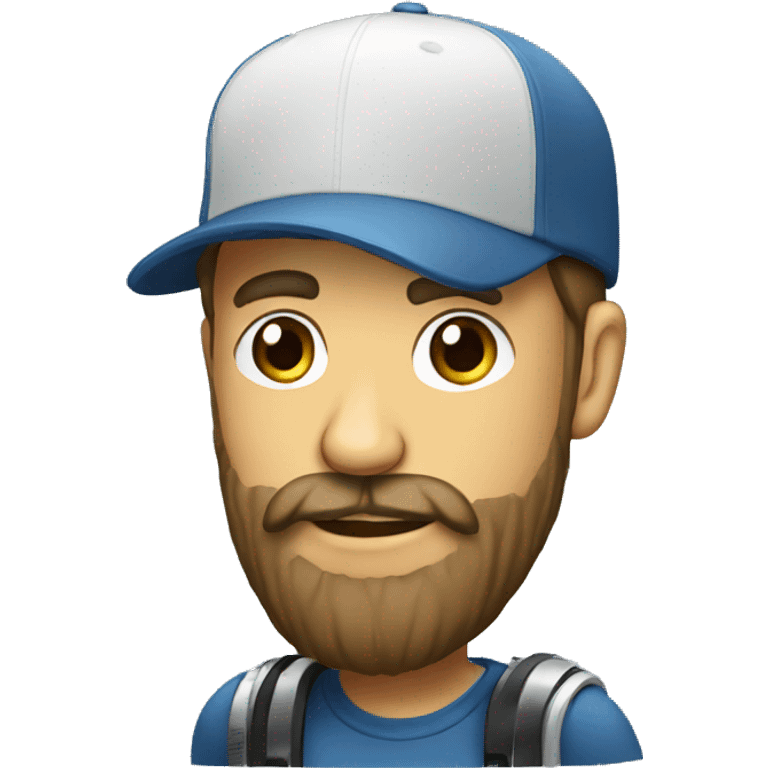 bearded man with a cap in front of a microphone emoji