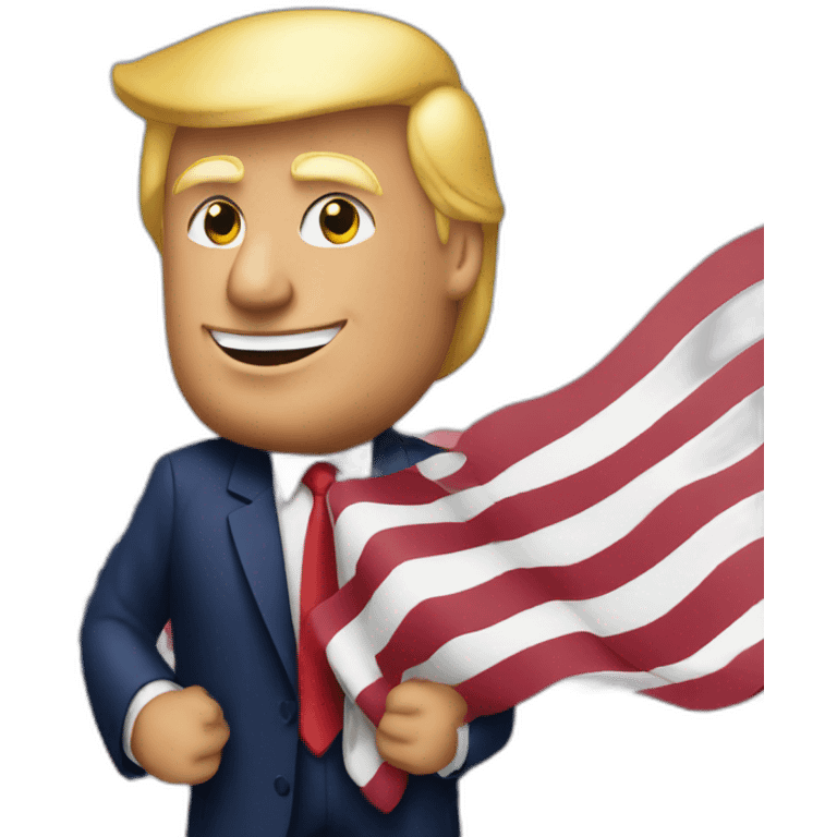 president trump with the american flag in his hand emoji