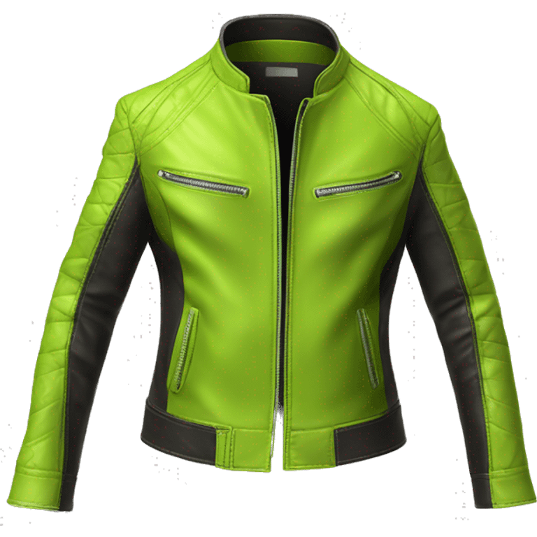 Realistic isolated side view of an open lime green fashion leather jacket. emoji