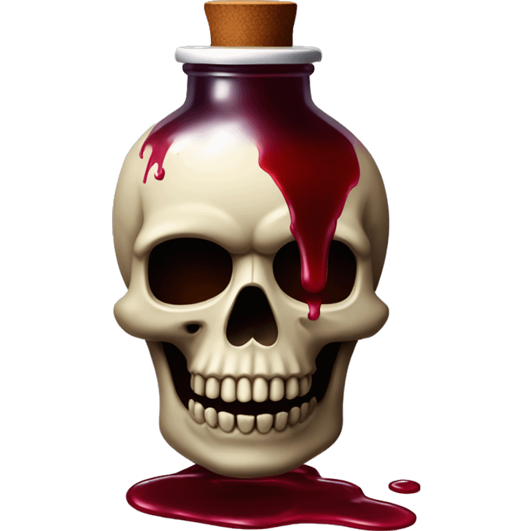 Potion jar in the shape of a skull with dark red liquid inside emoji