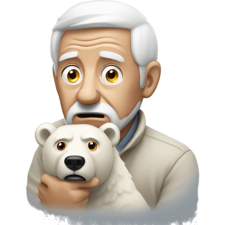 Old man with White bear scared emoji