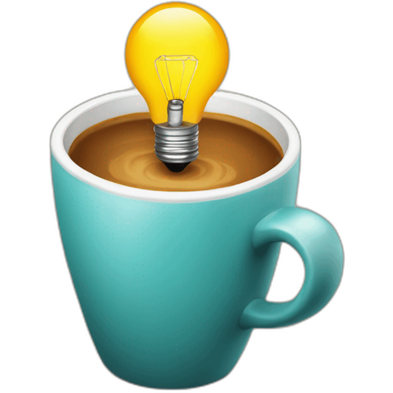 coffee cup with a light bulb in emoji