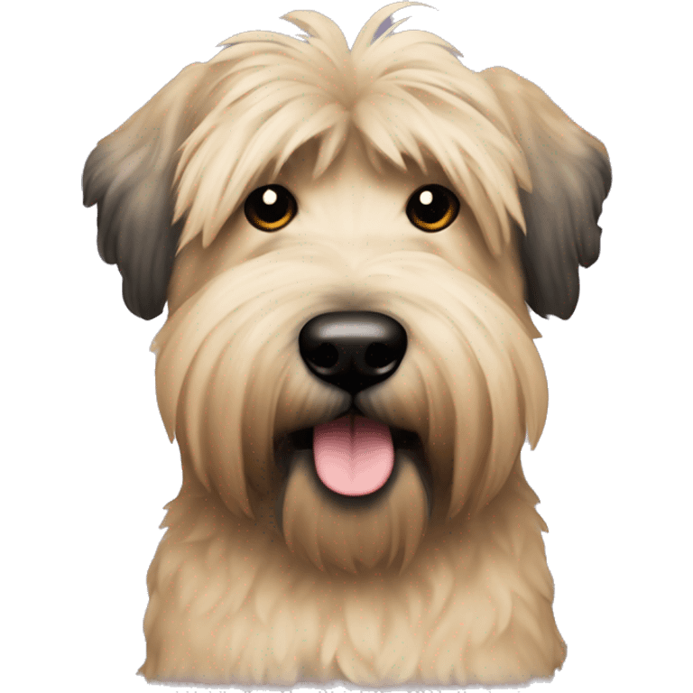 Wheaten terrier with long fluffy hair, black ears and black chin emoji