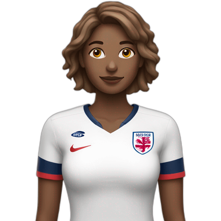 woman with england football shirt emoji