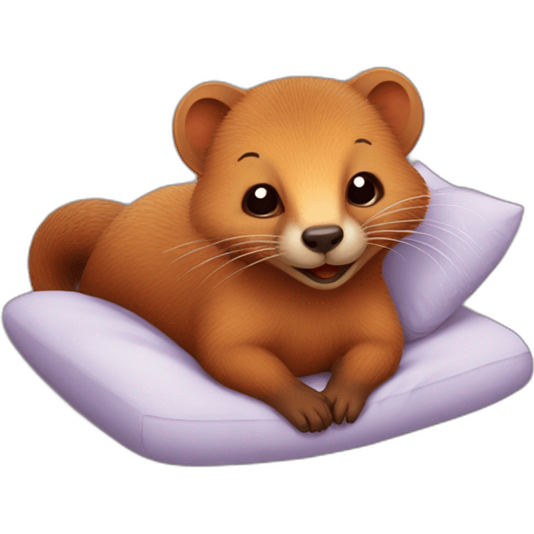 red cheerful mongoose in bed emoji