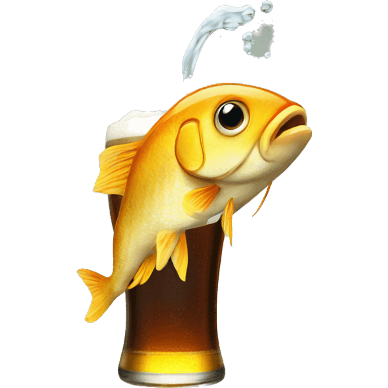 a fish drinking beer emoji