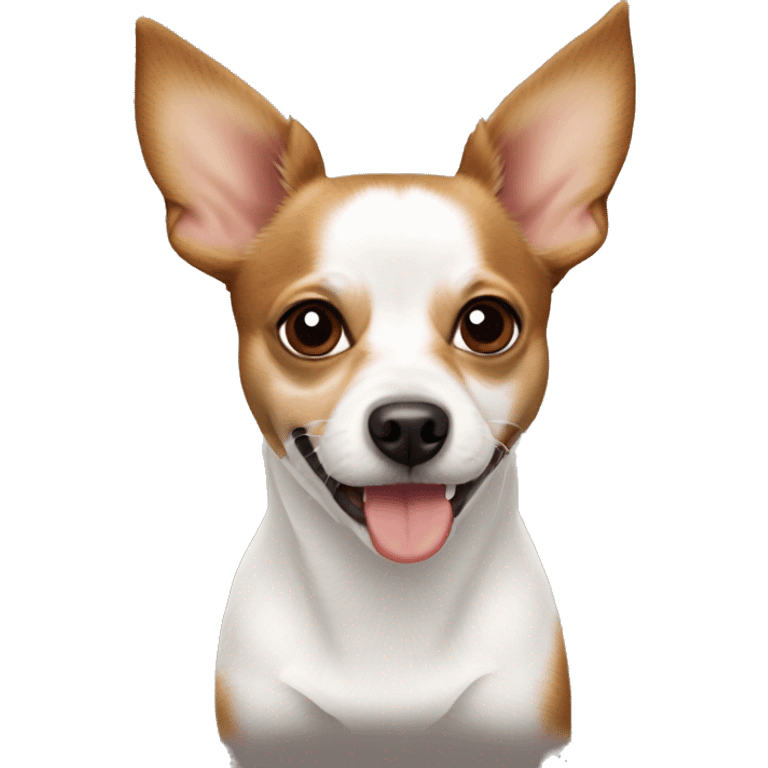 White and brown chihuahua-jack Russel terrier mixed dog  emoji