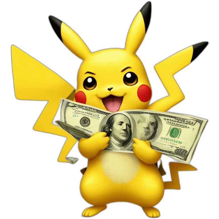 Pikachu is holding money emoji