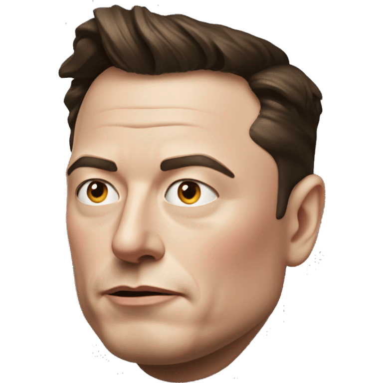 Semi-realistic Elon Musk head with serious face emoji