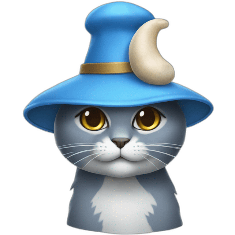 blue cat with mushroom hat emoji