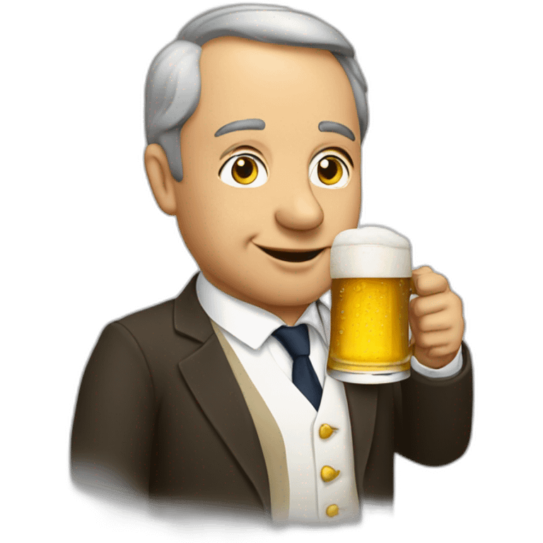 French président drinking a beer emoji