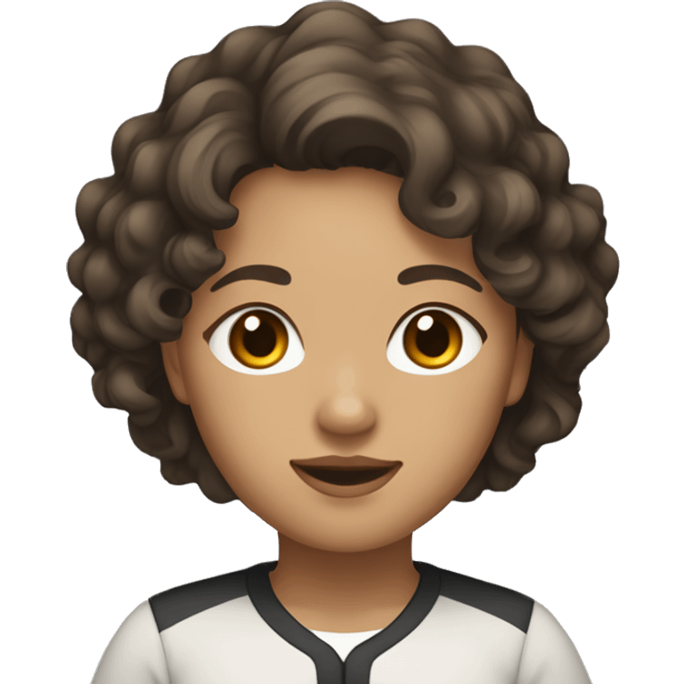 Southeast Asian female with black, wavy curly hair, light brown skin, and overweight. emoji