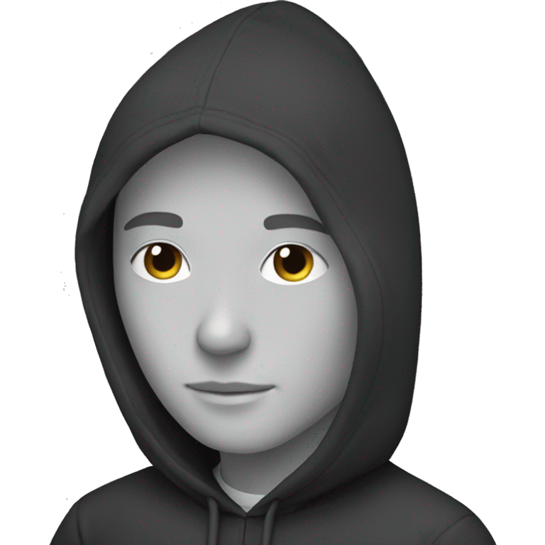 A white person who works as a programmer wears a black hoodie emoji