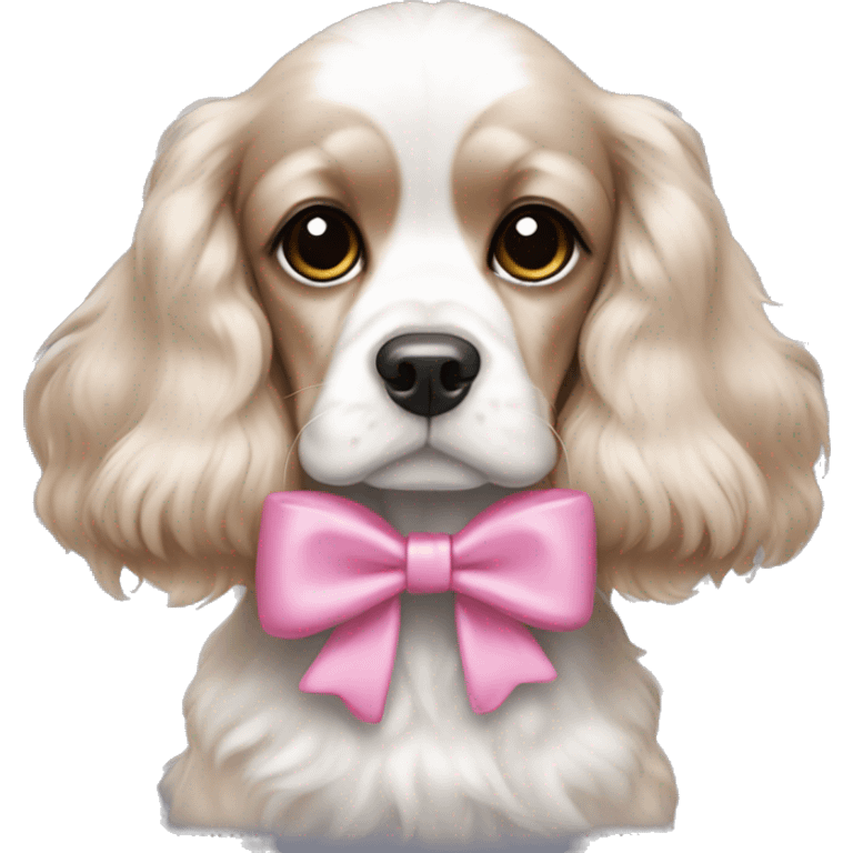 Black and white Cocker spaniel pink bow emoji