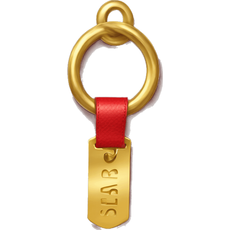 Red dog collar with a golden tag emoji