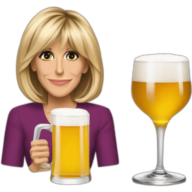 Je voudrais une image de Brigitte Macron, avec un verre de bière à la main emoji