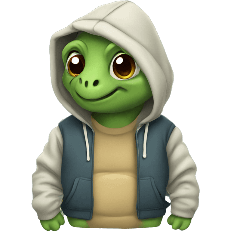 Turtle wearing a hoodie emoji