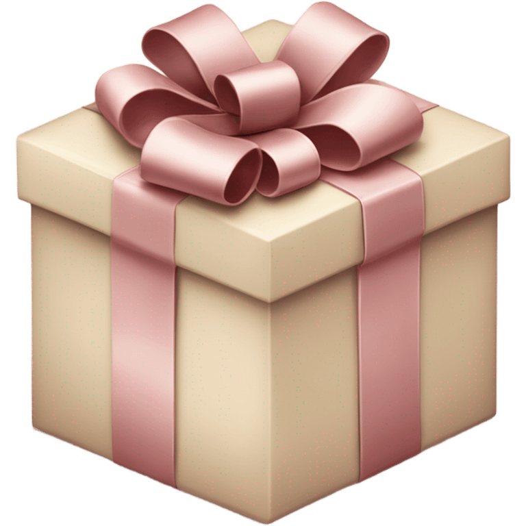 Beige gift box: A sophisticated beige box with a dusty rose bow and matching ribbon, giving it a soft, elegant, and vintage holiday vibe emoji