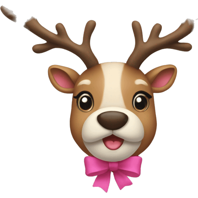 Reindeer with pink bow emoji