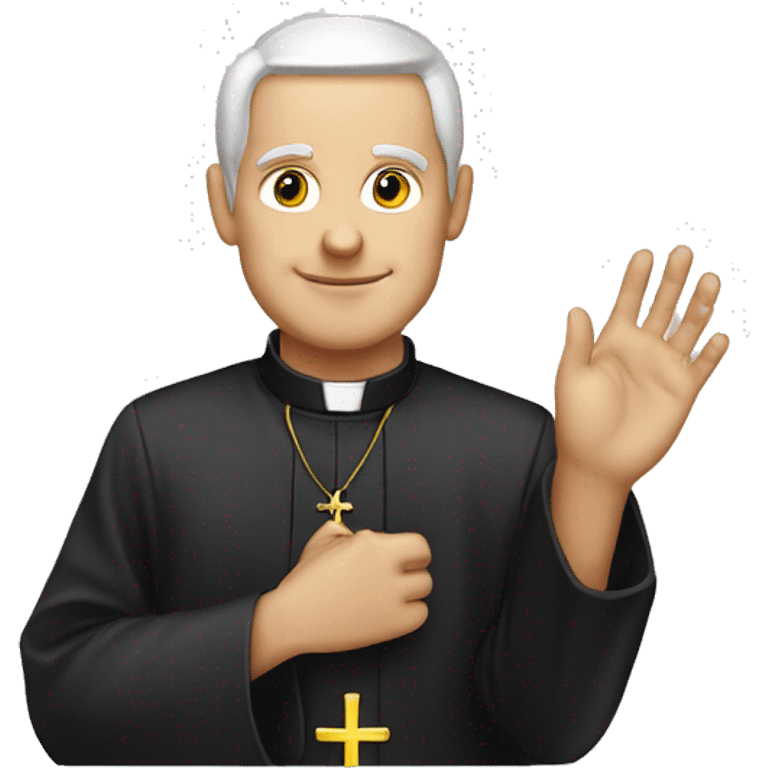 White Catholic Priest doing phone hand symbol emoji