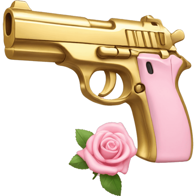 gold and light pink gun embedded rose emoji