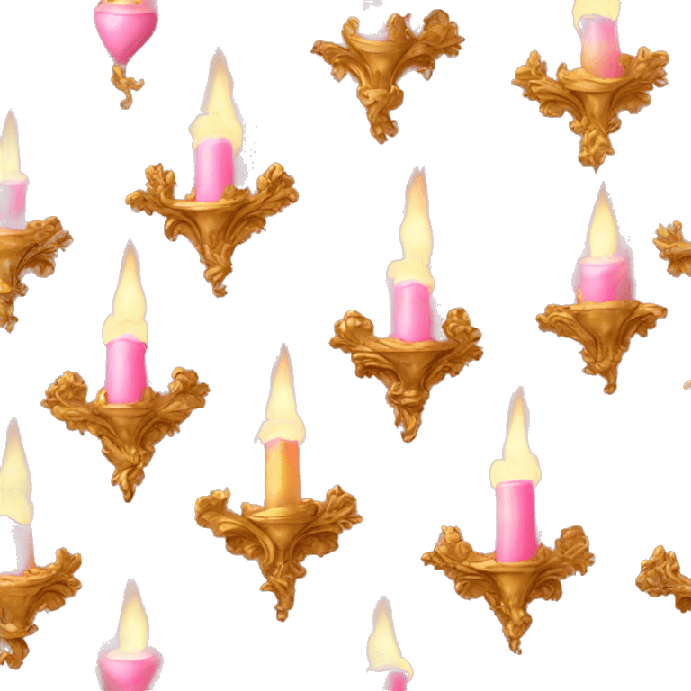 Pink and gold rococo candle flame  emoji