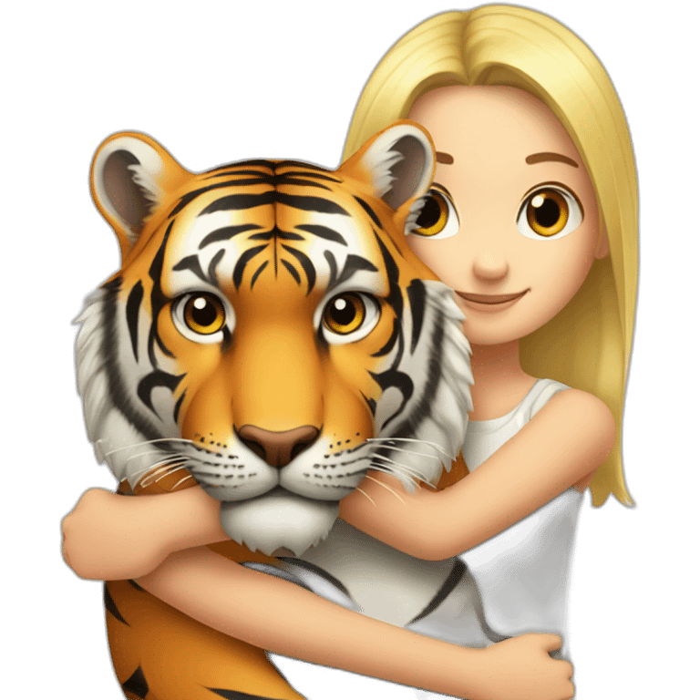 Tiger in arm of blond girl  emoji