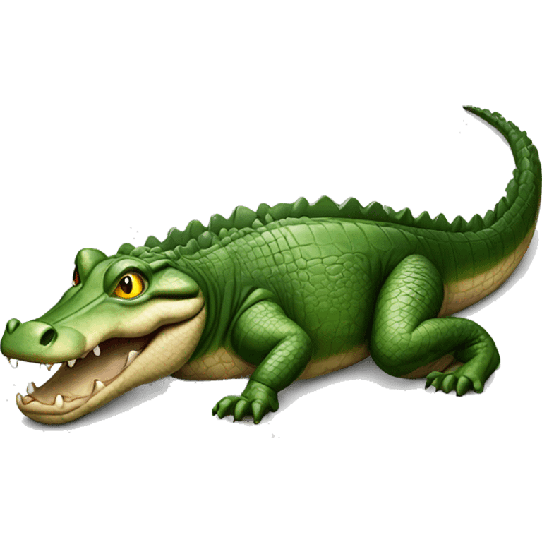 Realistic actual full body mean looking alligator crawling on  ground emoji