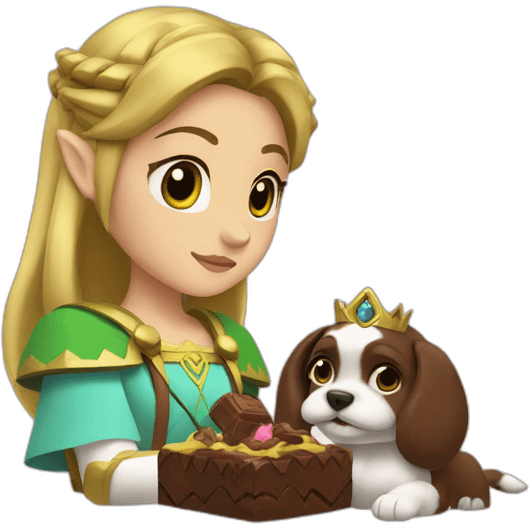 Princess Zelda with chocolate puppie emoji