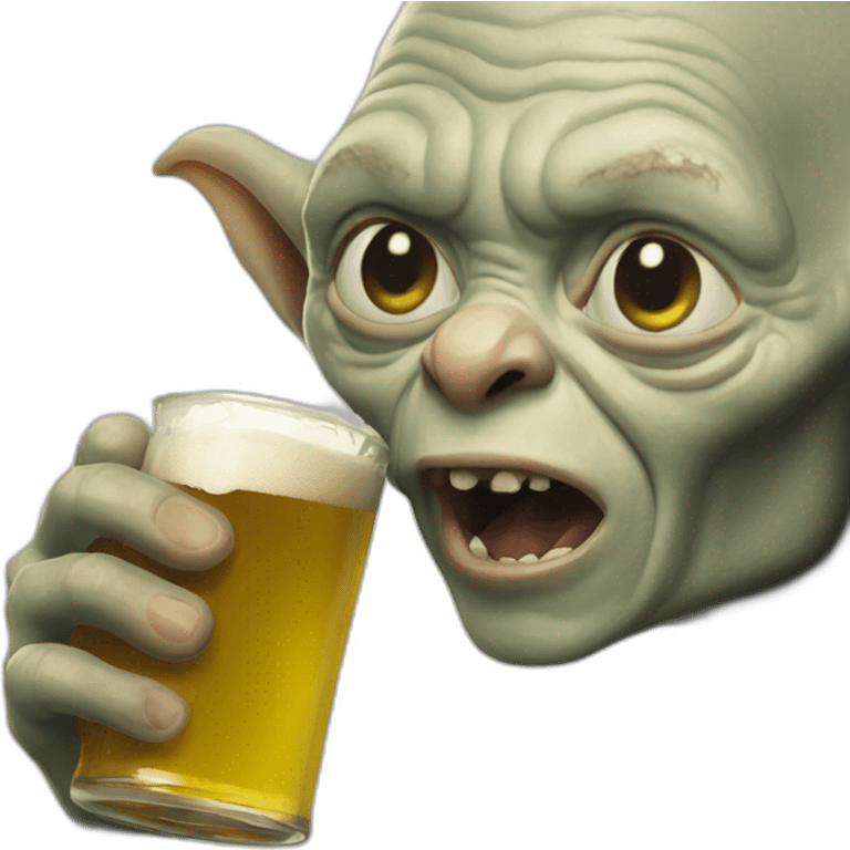 Gollum drinking beer emoji