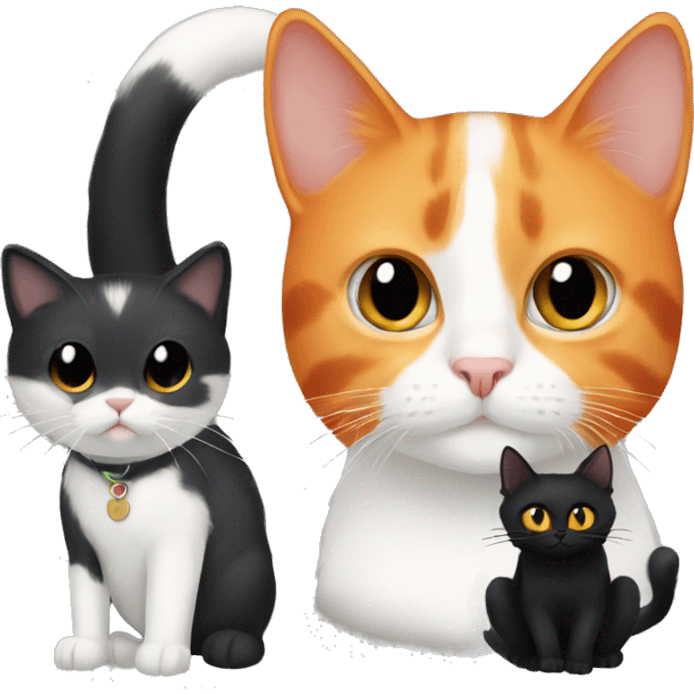 orange cat and white cat and black cat emoji