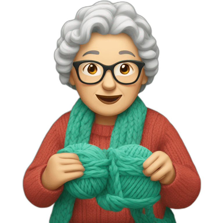 A knitting grandmother emoji