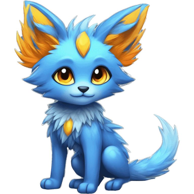 Anthro-Edgy-Cool-Blue-Orange-Yellow-Contrast-Colors-Fantasy-Fur-Sona-Chibi-Shiny-Fakémon-Hybrid full body emoji